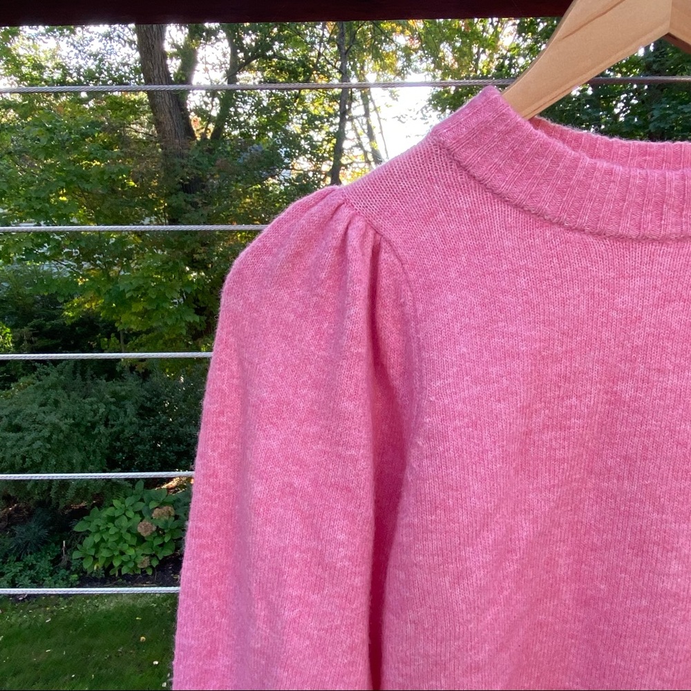 H&M Wool Blend Crewneck Balloon Sleeve Sweater in Pink Size XS